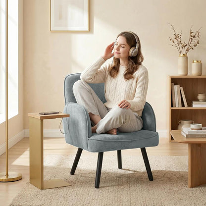 HOMCOM Lounge Chair Velvet Upholstered Armchair with Spring Cushion for Living Room Bedroom Additional View 19