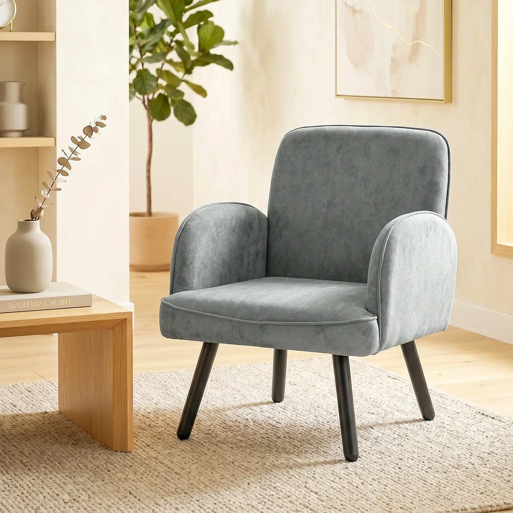 HOMCOM Lounge Chair Velvet Upholstered Armchair with Spring Cushion for Living Room Bedroom Additional View 21