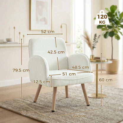 HOMCOM Lounge Chair Velvet Upholstered Armchair with Spring Cushion for Living Room Bedroom Additional View 3