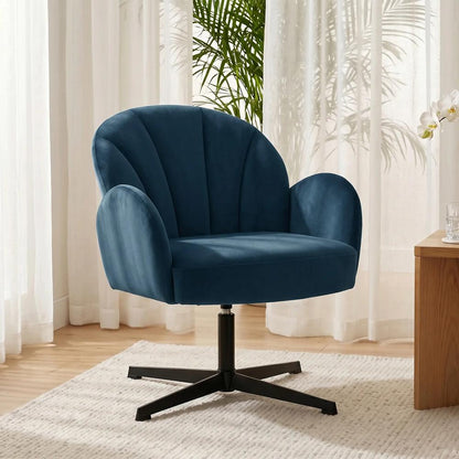 HOMCOM Swivel Accent Chair, Shell-Shaped Armchair with Spring Cushion, Metal Base Additional View 13