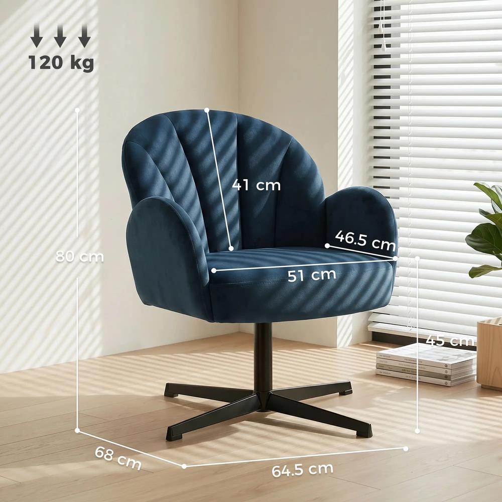 HOMCOM Swivel Accent Chair, Shell-Shaped Armchair with Spring Cushion, Metal Base Additional View 14