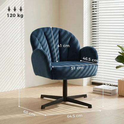 HOMCOM Swivel Accent Chair, Shell-Shaped Armchair with Spring Cushion, Metal Base Additional View 14