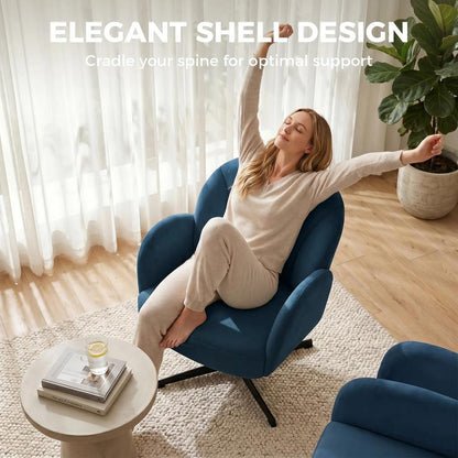 HOMCOM Swivel Accent Chair, Shell-Shaped Armchair with Spring Cushion, Metal Base Additional View 15