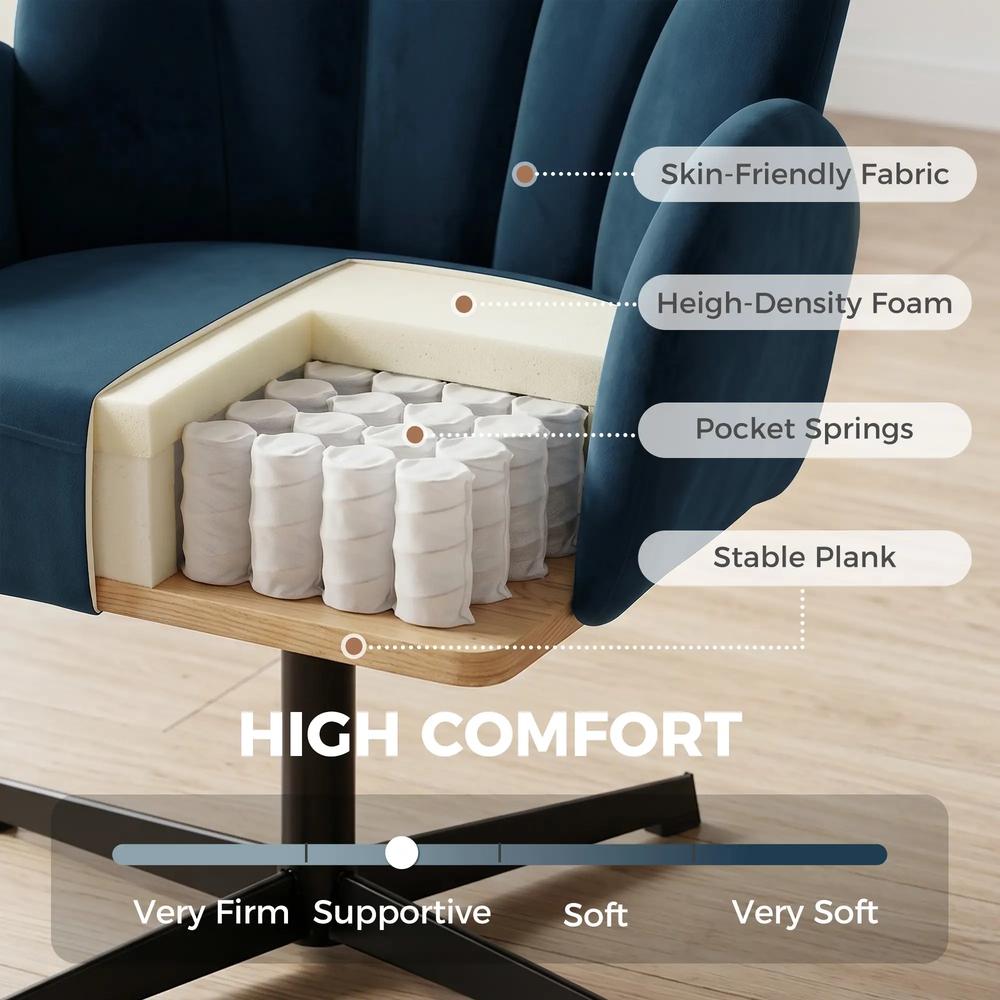 HOMCOM Swivel Accent Chair, Shell-Shaped Armchair with Spring Cushion, Metal Base Additional View 17