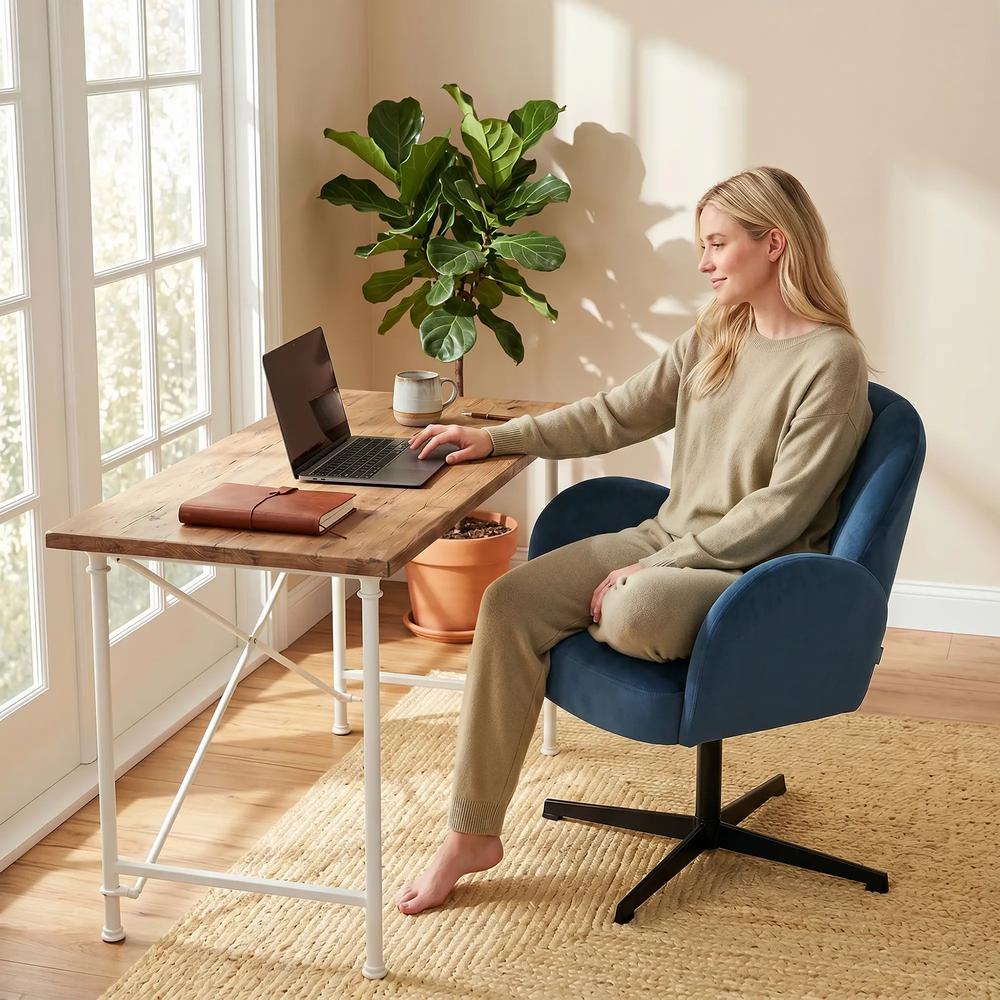 HOMCOM Swivel Accent Chair, Shell-Shaped Armchair with Spring Cushion, Metal Base Additional View 20