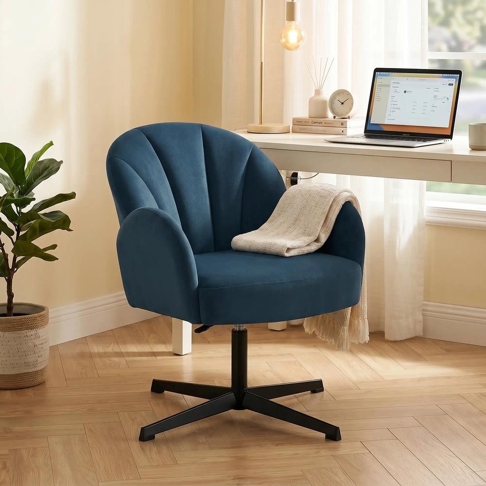 HOMCOM Swivel Accent Chair, Shell-Shaped Armchair with Spring Cushion, Metal Base Additional View 21