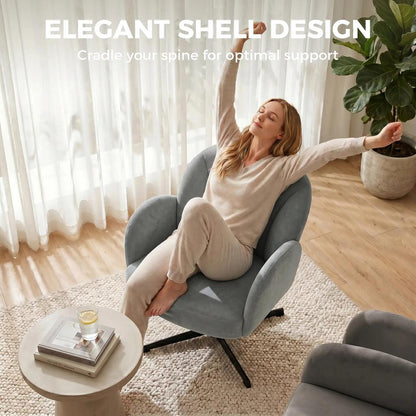 HOMCOM Swivel Accent Chair, Shell-Shaped Armchair with Spring Cushion, Metal Base Additional View 26