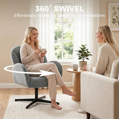 HOMCOM Swivel Accent Chair, Shell-Shaped Armchair with Spring Cushion, Metal Base Additional View 27