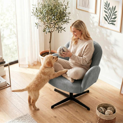 HOMCOM Swivel Accent Chair, Shell-Shaped Armchair with Spring Cushion, Metal Base Additional View 30