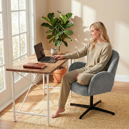 HOMCOM Swivel Accent Chair, Shell-Shaped Armchair with Spring Cushion, Metal Base Additional View 31