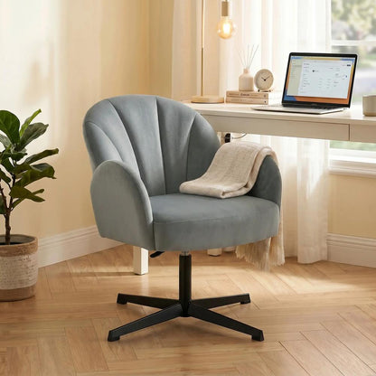 HOMCOM Swivel Accent Chair, Shell-Shaped Armchair with Spring Cushion, Metal Base Additional View 32