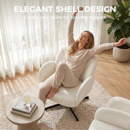HOMCOM Swivel Accent Chair, Shell-Shaped Armchair with Spring Cushion, Metal Base Additional View 4