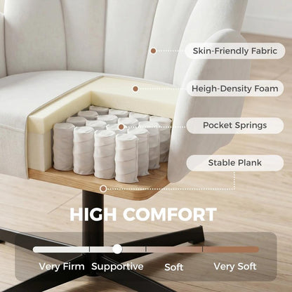 HOMCOM Swivel Accent Chair, Shell-Shaped Armchair with Spring Cushion, Metal Base Additional View 6