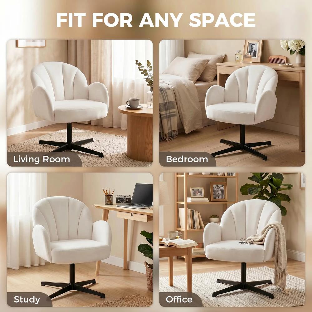 HOMCOM Swivel Accent Chair, Shell-Shaped Armchair with Spring Cushion, Metal Base Additional View 7