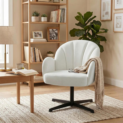 HOMCOM Swivel Accent Chair, Shell-Shaped Armchair with Spring Cushion, Metal Base Additional View 9