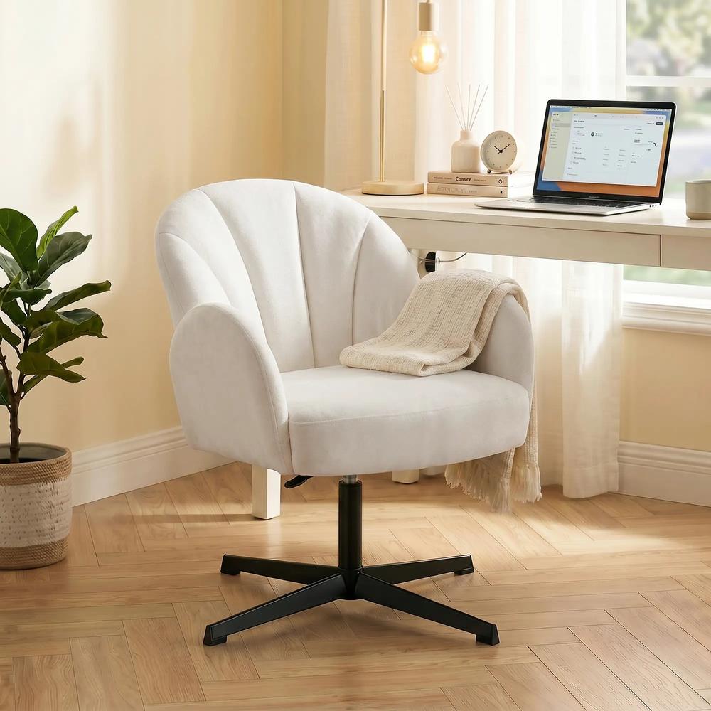 HOMCOM Swivel Accent Chair, Shell-Shaped Armchair with Spring Cushion, Metal Base Additional View 10