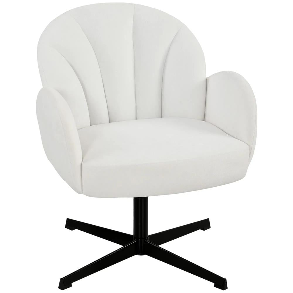 HOMCOM Swivel Accent Chair, Shell-Shaped Armchair with Spring Cushion, Metal Base