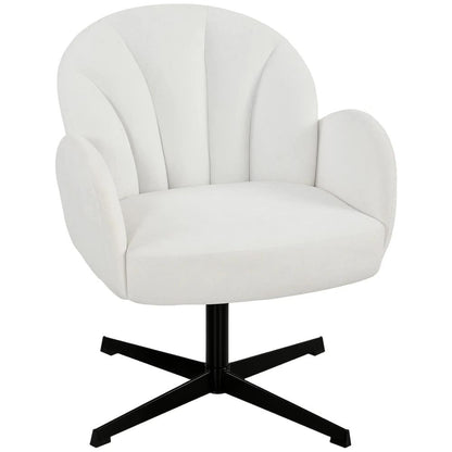 HOMCOM Swivel Accent Chair, Shell-Shaped Armchair with Spring Cushion, Metal Base