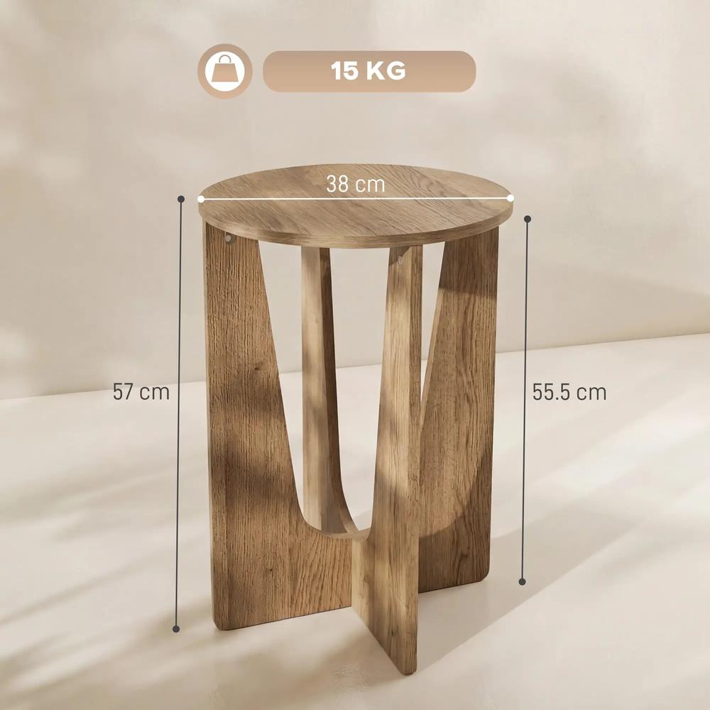 HOMCOM End Table Compact Round Side Table with Curved Legs in Coffee Wood Effect Additional View 3