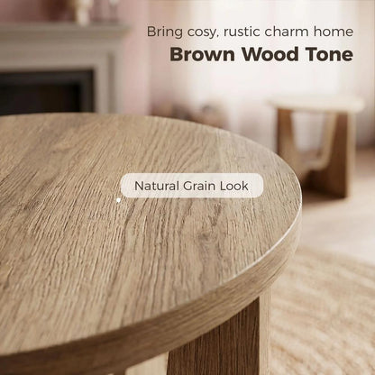 HOMCOM End Table Compact Round Side Table with Curved Legs in Coffee Wood Effect Additional View 5