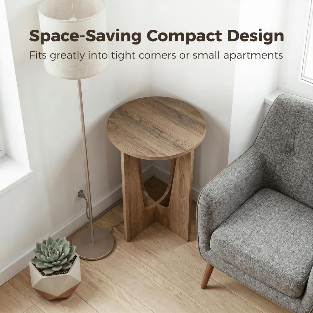 HOMCOM End Table Compact Round Side Table with Curved Legs in Coffee Wood Effect Additional View 6