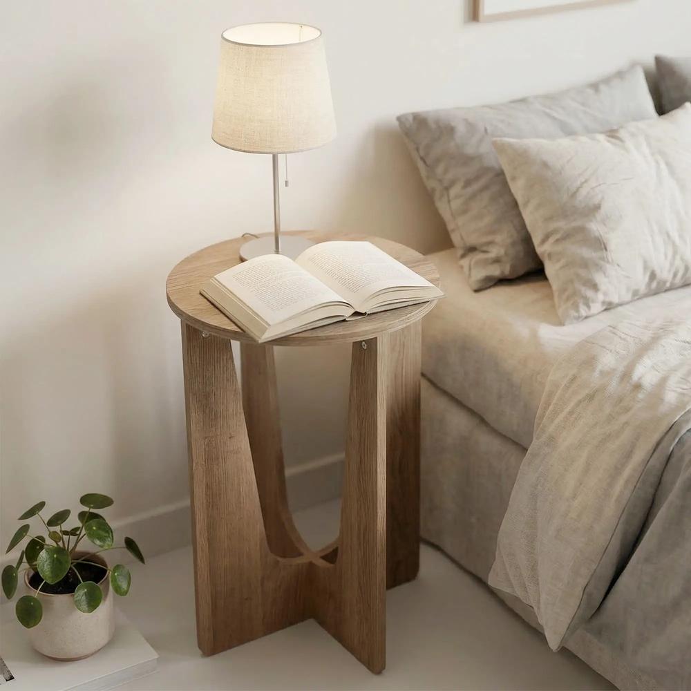 HOMCOM End Table Compact Round Side Table with Curved Legs in Coffee Wood Effect Additional View 8