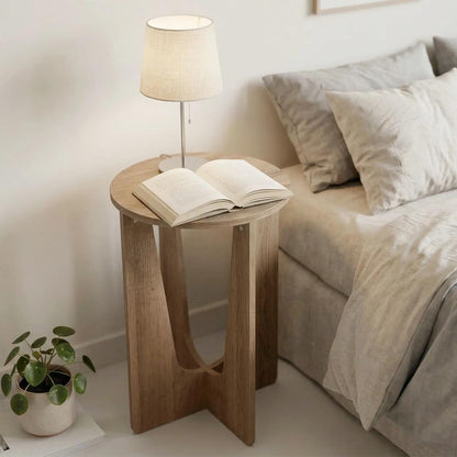 HOMCOM End Table Compact Round Side Table with Curved Legs in Coffee Wood Effect Additional View 8