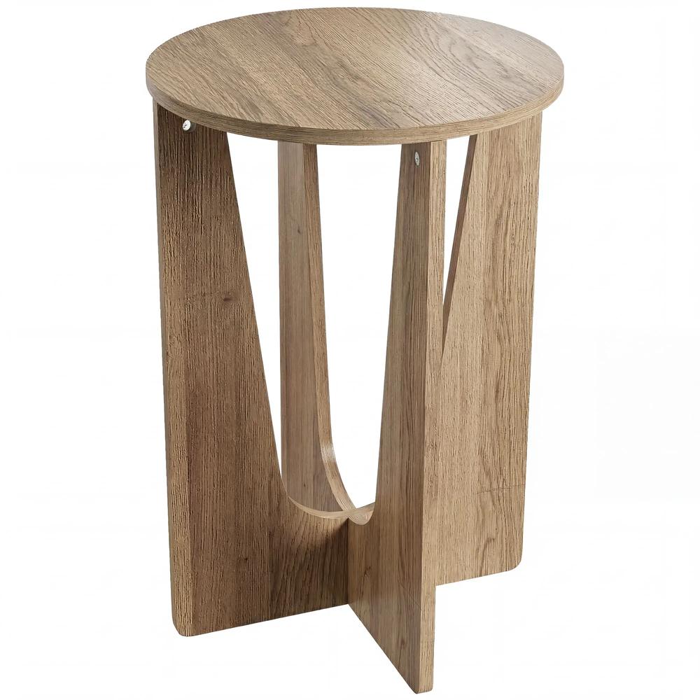 HOMCOM End Table Compact Round Side Table with Curved Legs in Coffee Wood Effect