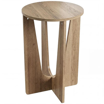 HOMCOM End Table Compact Round Side Table with Curved Legs in Coffee Wood Effect