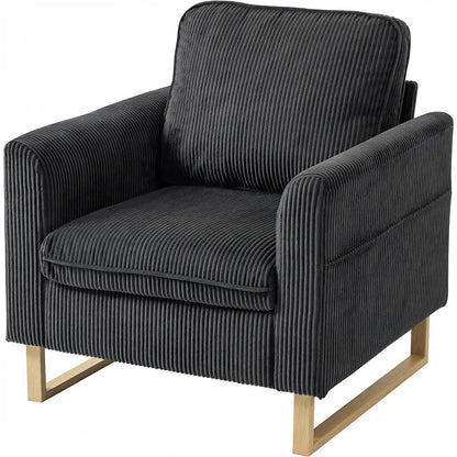 HOMCOM Accent Chair with Pocket Spring, Modern Industrial Armchair with Metal Legs for Livingroom Dark Grey Additional View 11