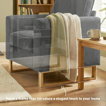 HOMCOM Accent Chair with Pocket Spring, Modern Industrial Armchair with Metal Legs for Livingroom Dark Grey Additional View 6