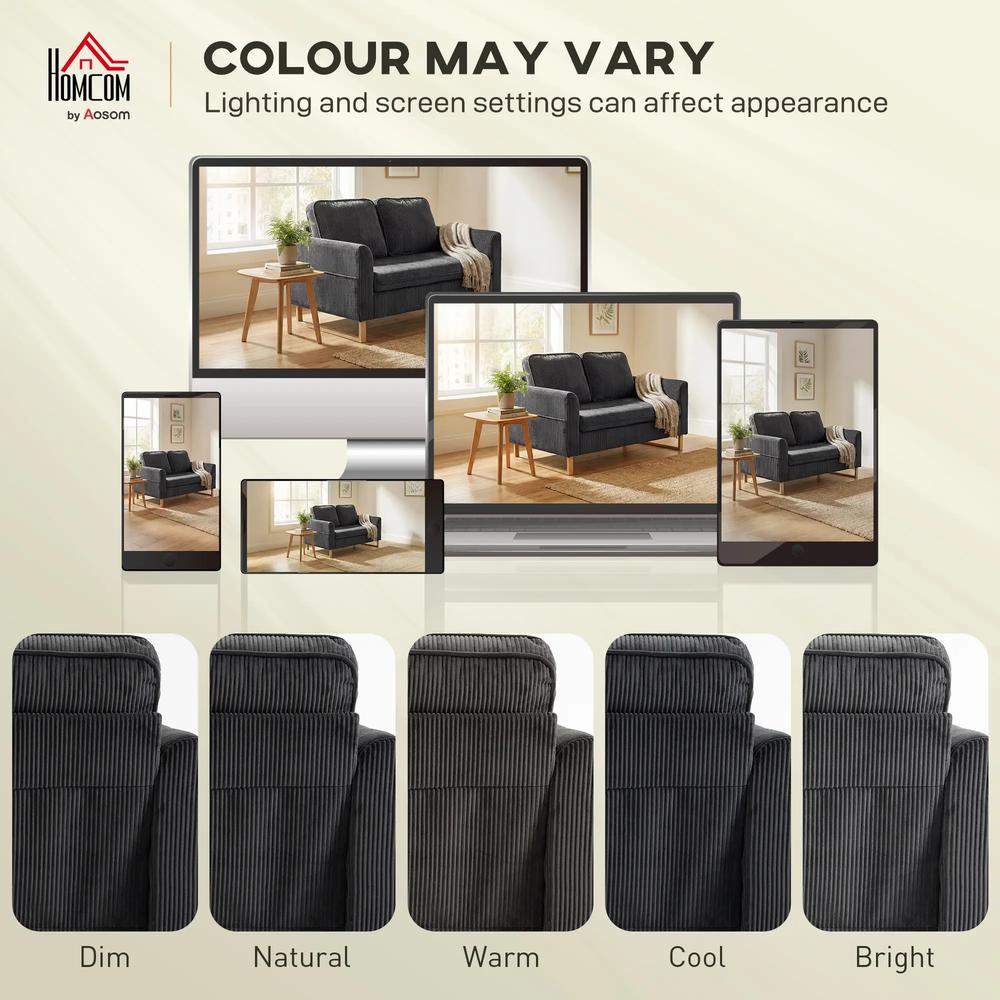 HOMCOM 2 Seater Sofa, 140 cm Loveseat Sofa with Spring Cushions, Metal Legs, 2 Pillows, Dark Grey Additional View 6