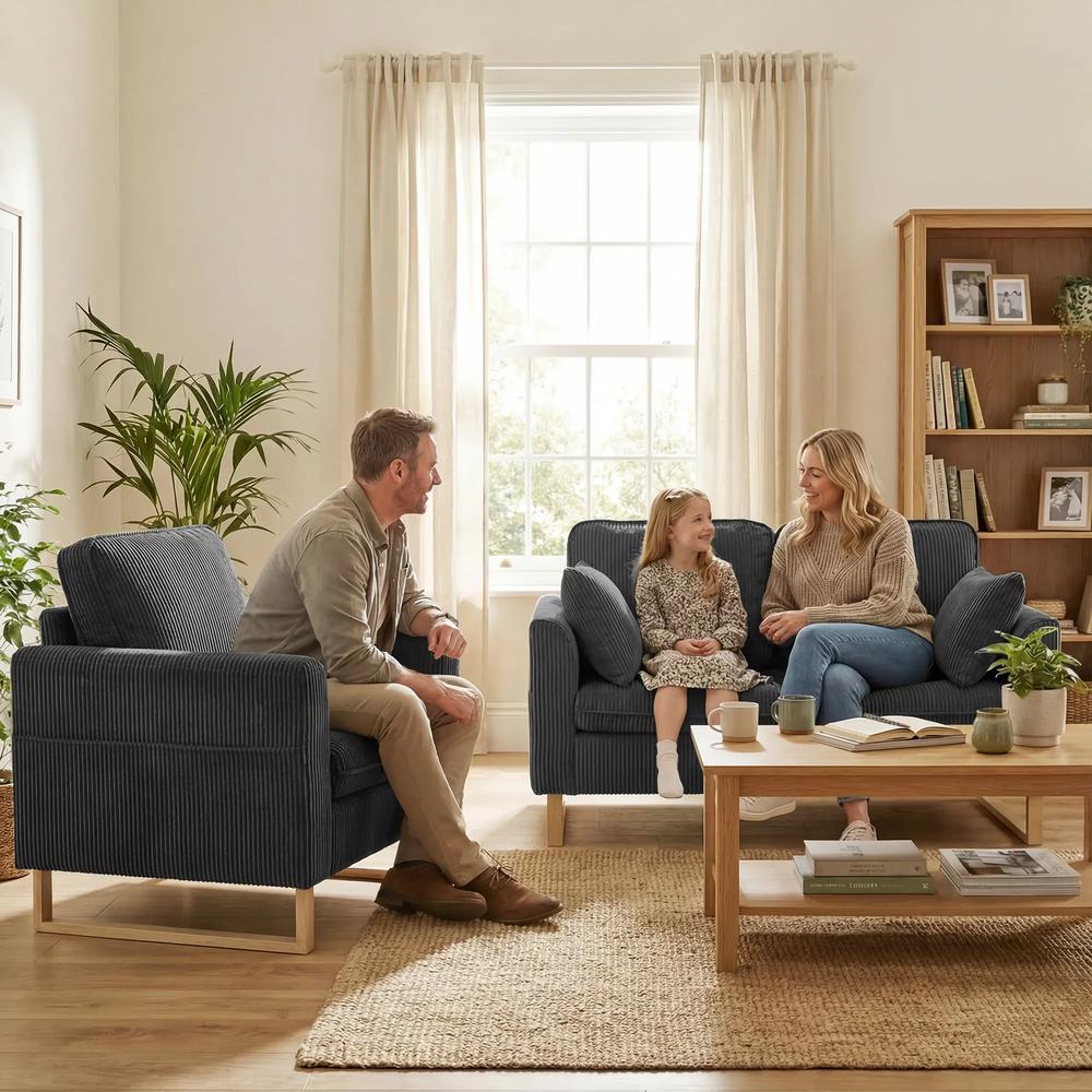HOMCOM 2 Seater Sofa, 140 cm Loveseat Sofa with Spring Cushions, Metal Legs, 2 Pillows, Dark Grey Additional View 8