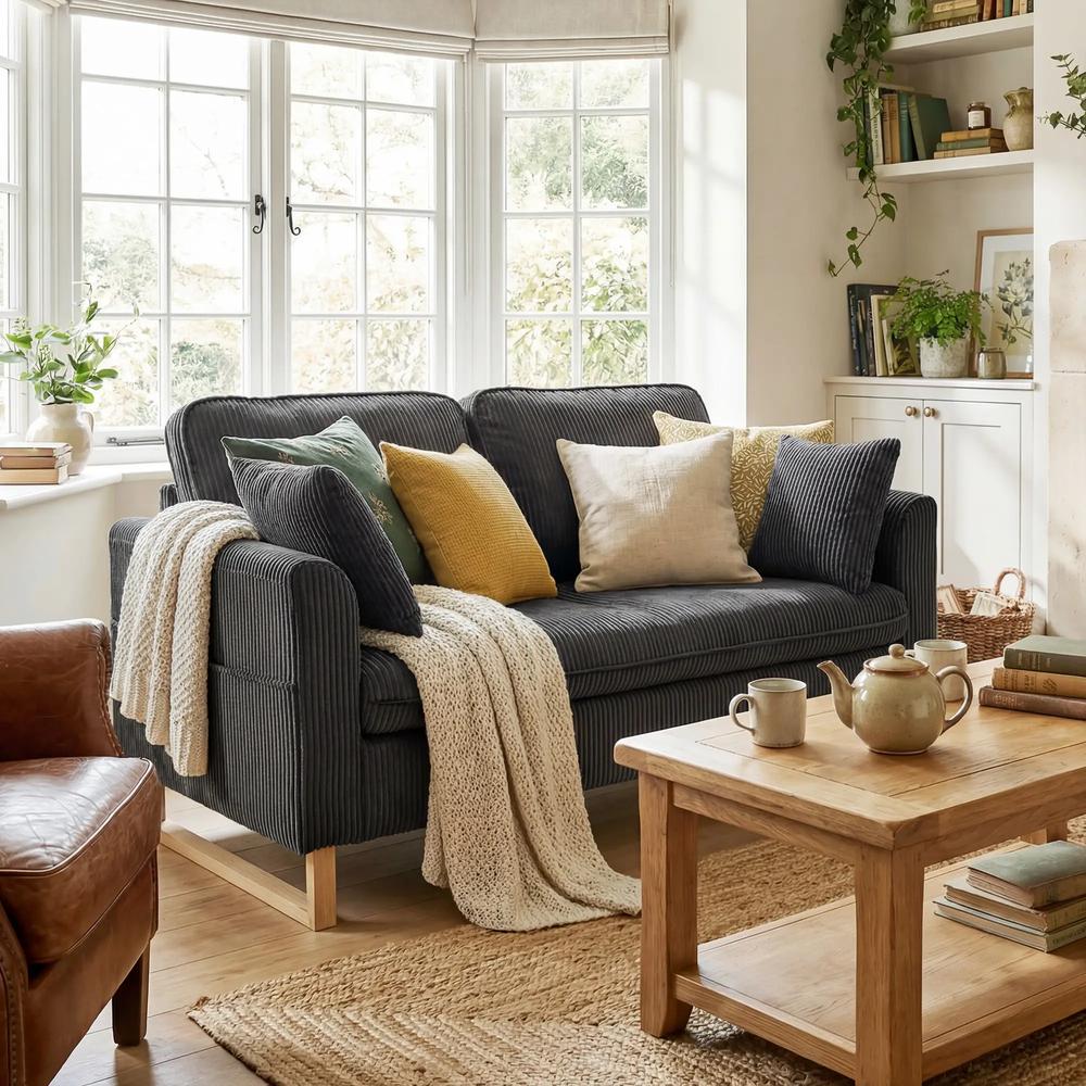 HOMCOM 2 Seater Sofa, 140 cm Loveseat Sofa with Spring Cushions, Metal Legs, 2 Pillows, Dark Grey Additional View 10