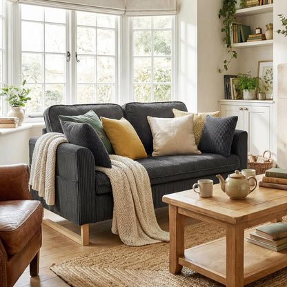 HOMCOM 2 Seater Sofa, 140 cm Loveseat Sofa with Spring Cushions, Metal Legs, 2 Pillows, Dark Grey Additional View 10