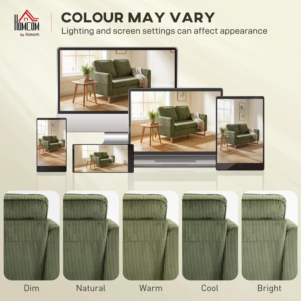 HOMCOM 2 Seater Sofa, 140 cm Loveseat Sofa with Spring Cushions, Metal Legs, 2 Pillows, Dark Green Additional View 6