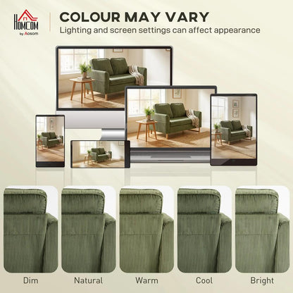 HOMCOM 2 Seater Sofa, 140 cm Loveseat Sofa with Spring Cushions, Metal Legs, 2 Pillows, Dark Green Additional View 6