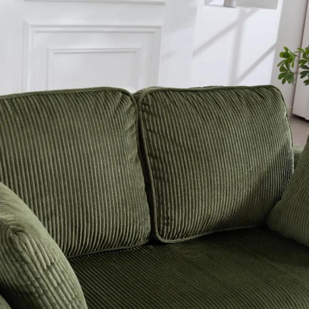 HOMCOM 2 Seater Sofa, 140 cm Loveseat Sofa with Spring Cushions, Metal Legs, 2 Pillows, Dark Green Additional View 8