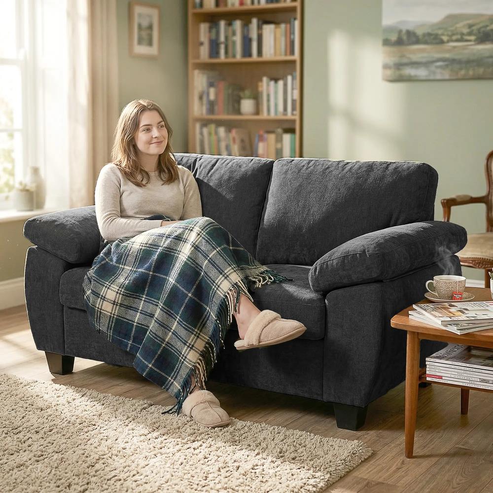 HOMCOM 2 Seater Sofa, 156cm Chenille Loveseat Sofa Additional View 2