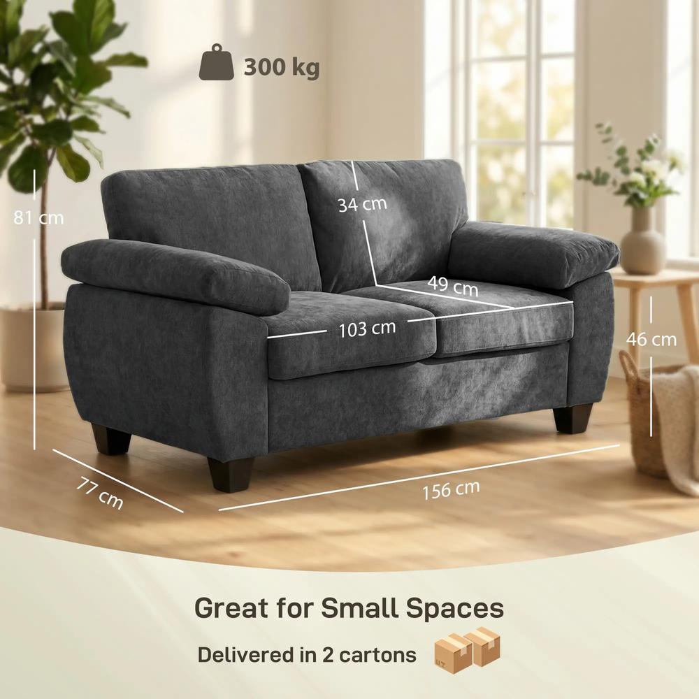 HOMCOM 2 Seater Sofa, 156cm Chenille Loveseat Sofa Additional View 3