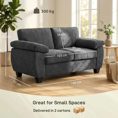 HOMCOM 2 Seater Sofa, 156cm Chenille Loveseat Sofa Additional View 3