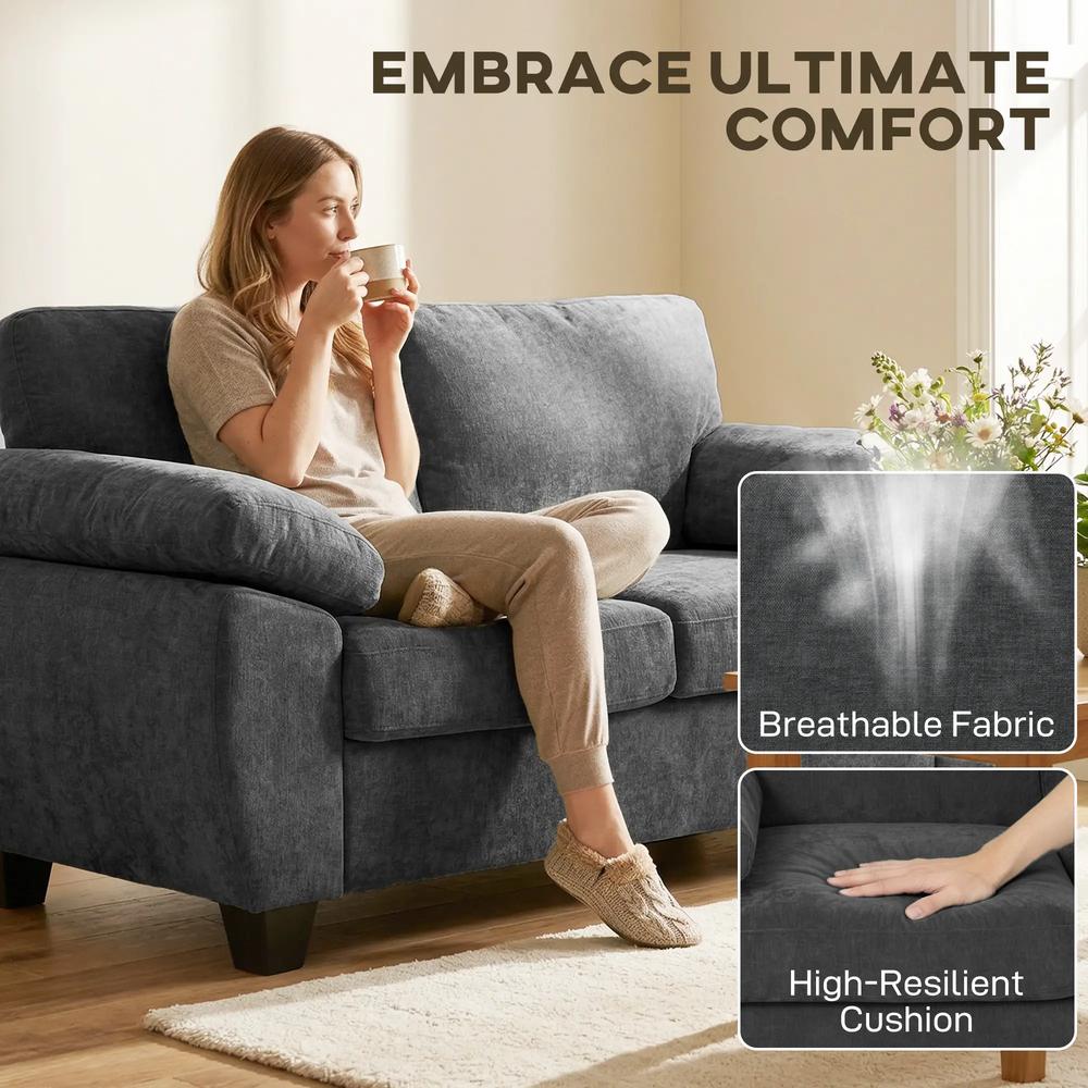 HOMCOM 2 Seater Sofa, 156cm Chenille Loveseat Sofa Additional View 4