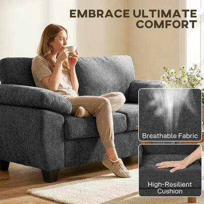 HOMCOM 2 Seater Sofa, 156cm Chenille Loveseat Sofa Additional View 4