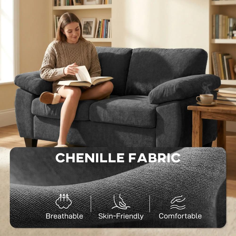 HOMCOM 2 Seater Sofa, 156cm Chenille Loveseat Sofa Additional View 5
