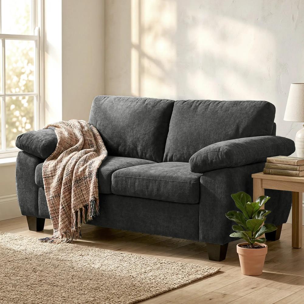 HOMCOM 2 Seater Sofa, 156cm Chenille Loveseat Sofa Additional View 8