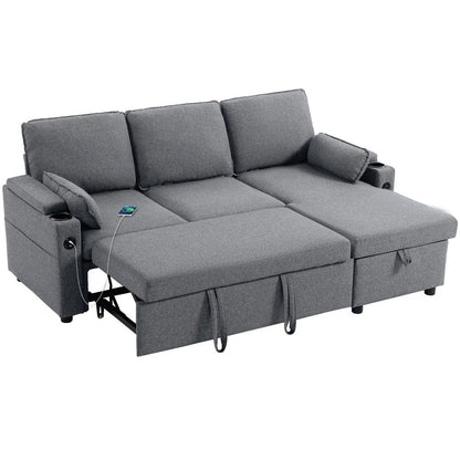 HOMCOM Corner Sofa Bed, L Shaped Sleeper Sectional Sofa with Reversible Storage Chaise Additional View 11