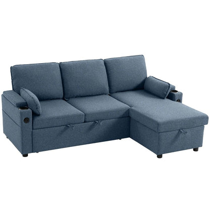 HOMCOM Corner Sofa Bed, L Shaped Sleeper Sectional Sofa with Reversible Storage Chaise Additional View 12