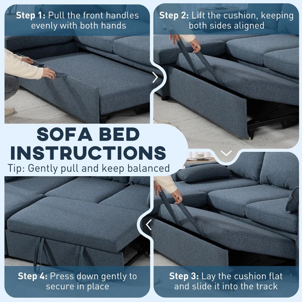 HOMCOM Corner Sofa Bed, L Shaped Sleeper Sectional Sofa with Reversible Storage Chaise Additional View 17