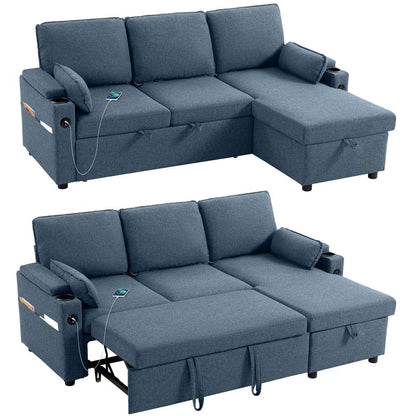 HOMCOM Corner Sofa Bed, L Shaped Sleeper Sectional Sofa with Reversible Storage Chaise Additional View 21