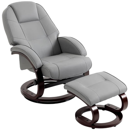 HOMCOM Swivel Recliner Chair with Footstool, PU Leather Recliner Armchair with Adjustable Back and Wood Frame Additional View 11